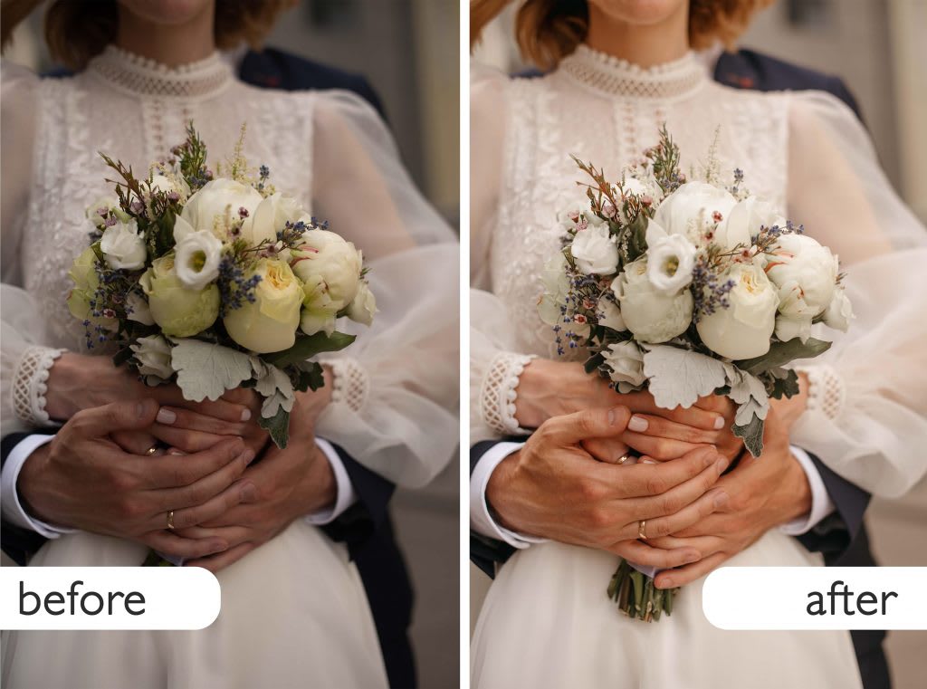 Wedding post production processing service photo retouching before after min 1