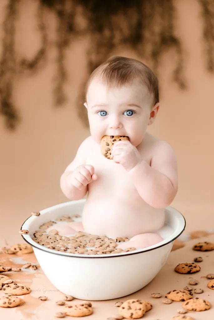 Cookies in Milk bath baby photoshoot