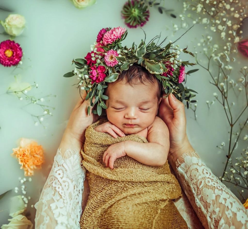 New Born bay Milk Bath Photoshoot