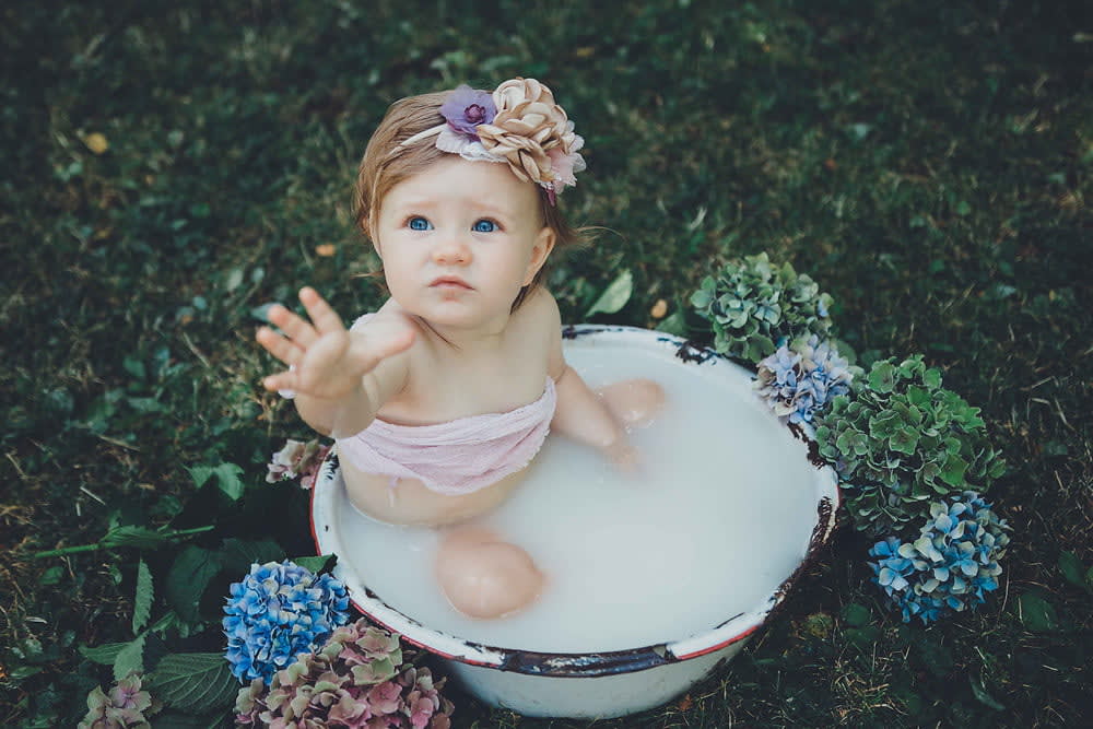 Outdoor Milk  Bath baby Photoshoot